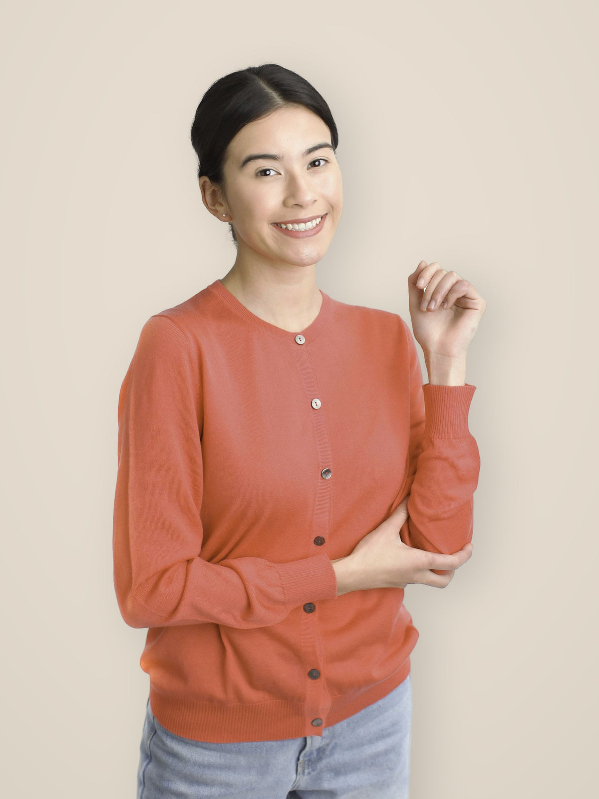 Cashmere & Silk Round Neck Cardigan