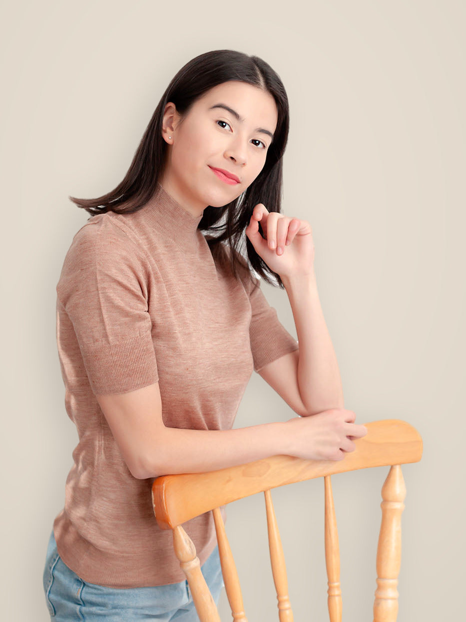 Cashmere & Silk Turtle Neck Mid Sleeves