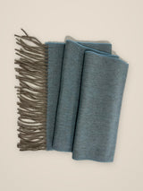 100% Australian Wool Scarf in Solid Aqua with Fringe, 180 x 32 cm - Made in Australia