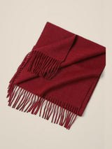 100% Australian Wool Scarf in Solid Burgundy with Fringe, 180 x 32 cm - Made in Australia
