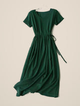 Artistic Print Silk-Cotton Dress – Timeless Comfort