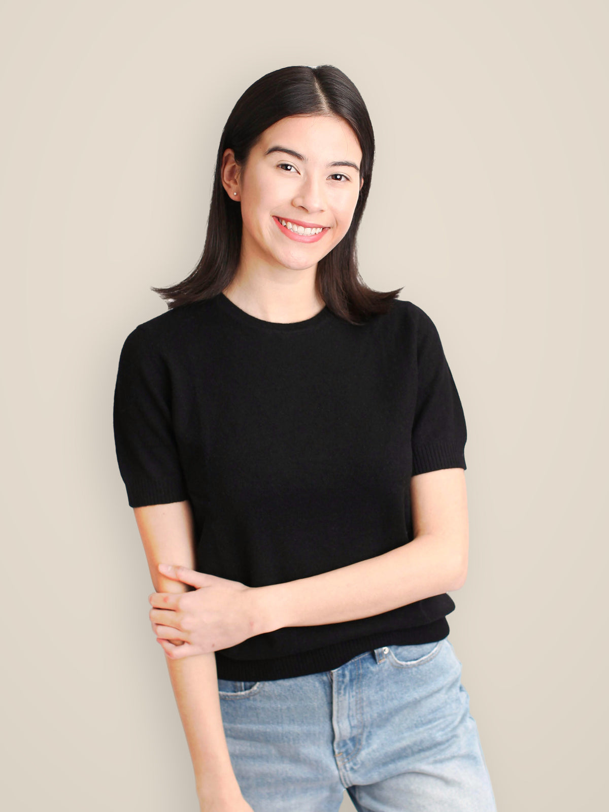 Cashmere & Silk Round Neck Short Sleeves