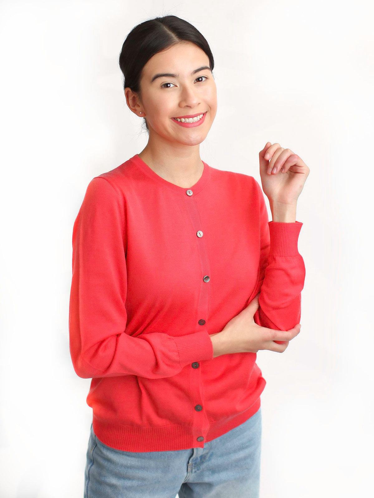 Cashmere & Silk Round Neck Cardigan
