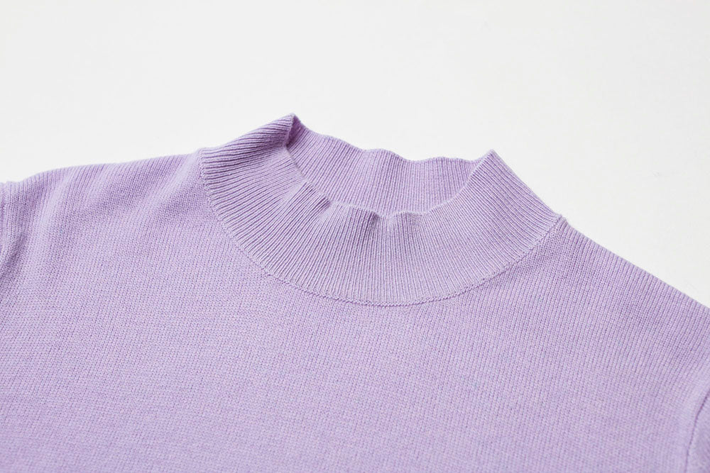 100% Mongolian Cashmere Turtle Neck Mid Sleeves Sweater - Cashmere & Silk