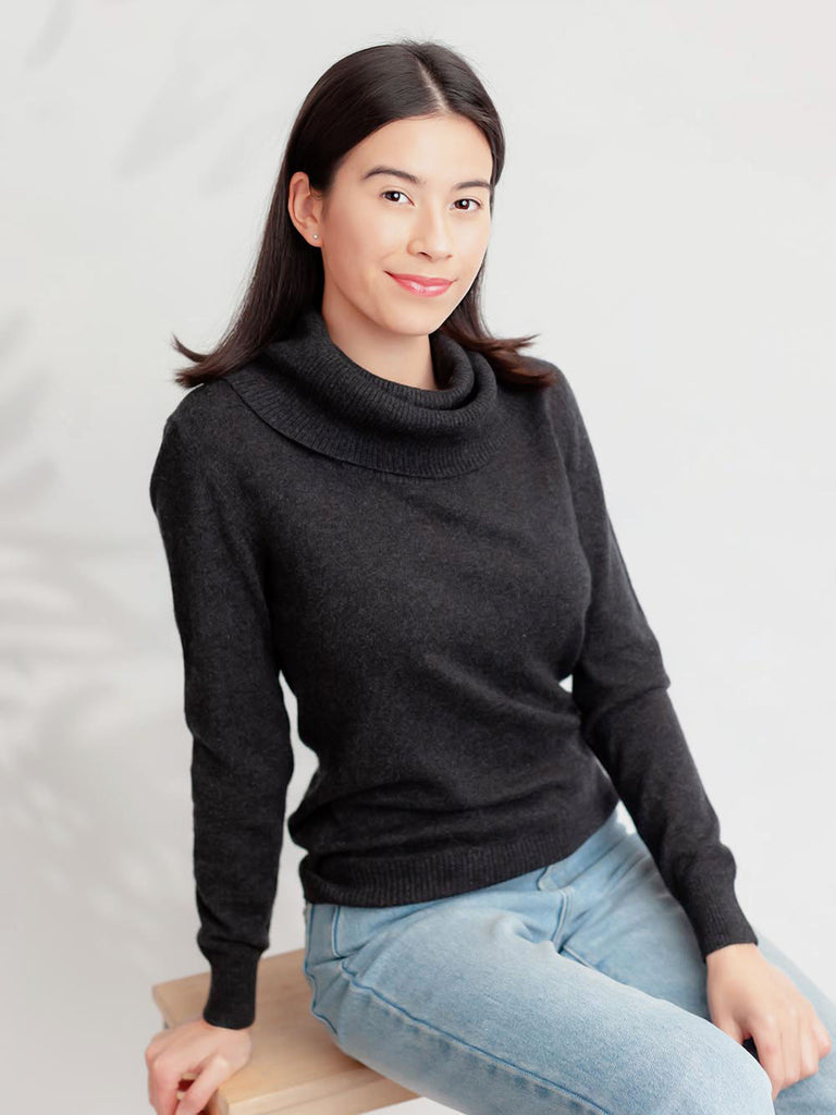 100% Mongolian Cashmere Big Neck Sweater - Cashmere & Silk