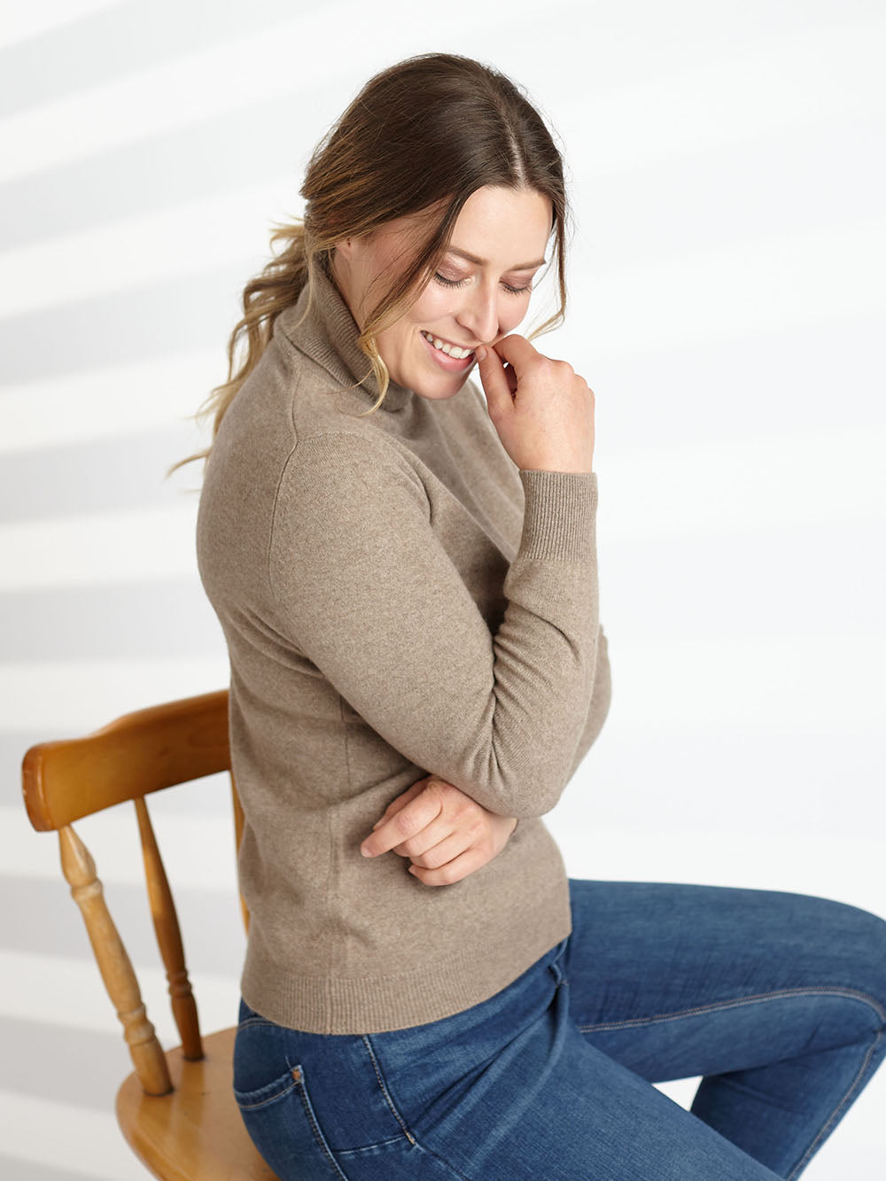 100% Mongolian Cashmere Polo Neck Sweater | Classic Style | 100
