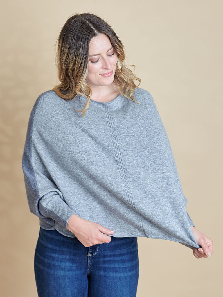 100% Mongolian Cashmere Sleeves Poncho - Cashmere & Silk