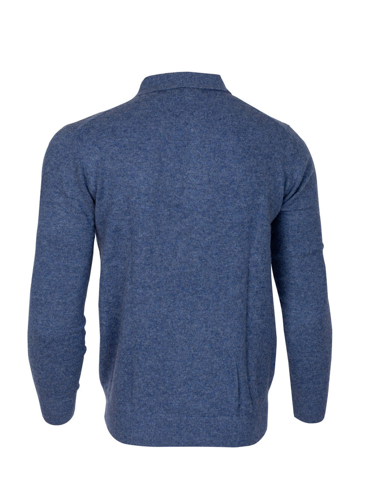 Men's 100% Mongolian Cashmere  Button Collar Sweater - Cashmere & Silk