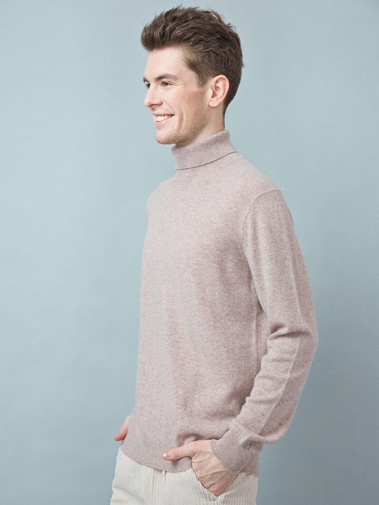 Men's 100% Mongolian Cashmere  Polo Neck Sweater - Cashmere & Silk