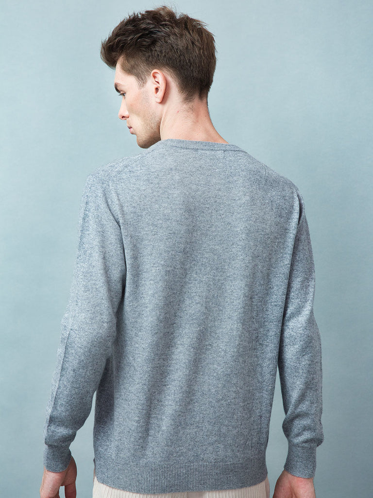 Men's 100% Mongolian Cashmere  V Neck Sweater - Cashmere & Silk