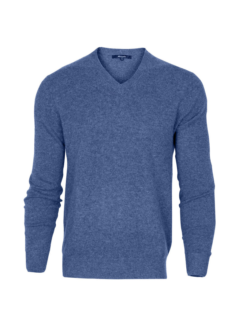 Men's 100% Mongolian Cashmere  V Neck Sweater - Cashmere & Silk