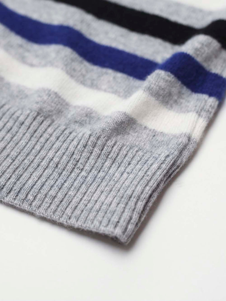 100% Mongolian Cashmere Stripe Sweater - Cashmere & Silk